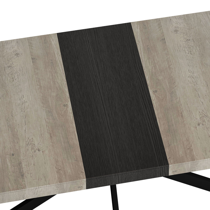 Retro Rectangular Stretch Dining Table With Embossed Center Plate