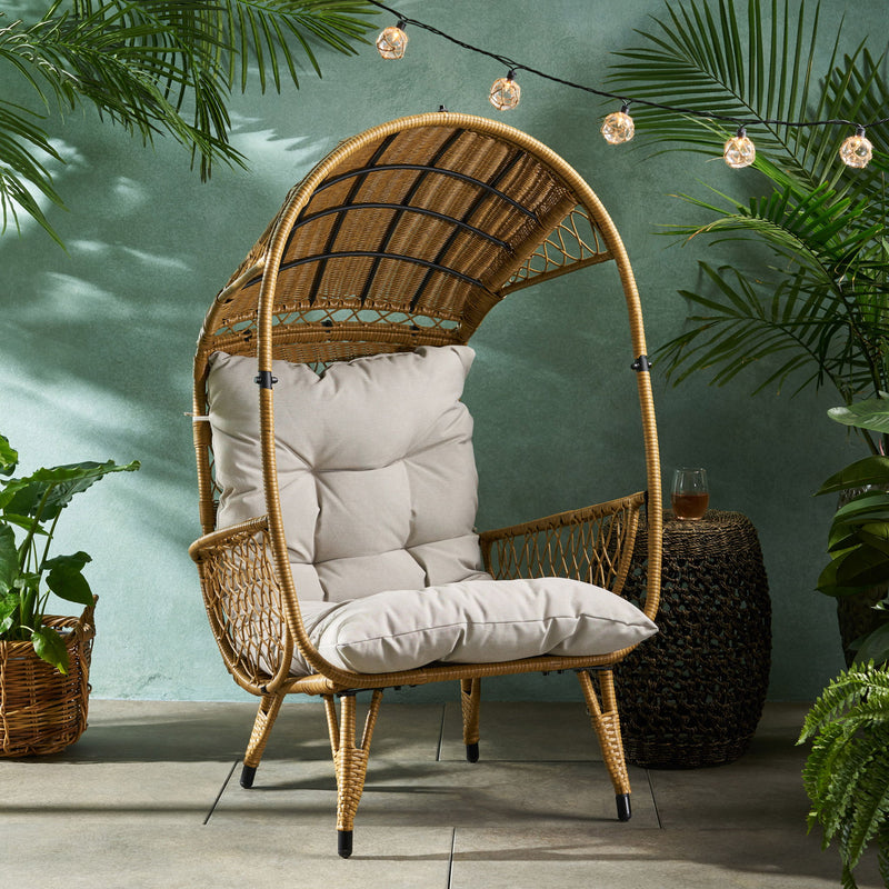 Outdoor Wicker Standing Basket Chair With Cushion