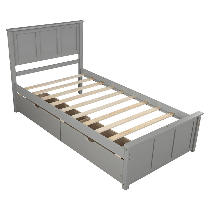 Platform Storage Bed With 2 Wheel Base Drawers