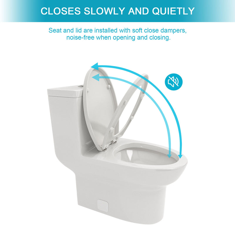 1 Piece Toilet & Dual Flush, Soft Closing Seat - White