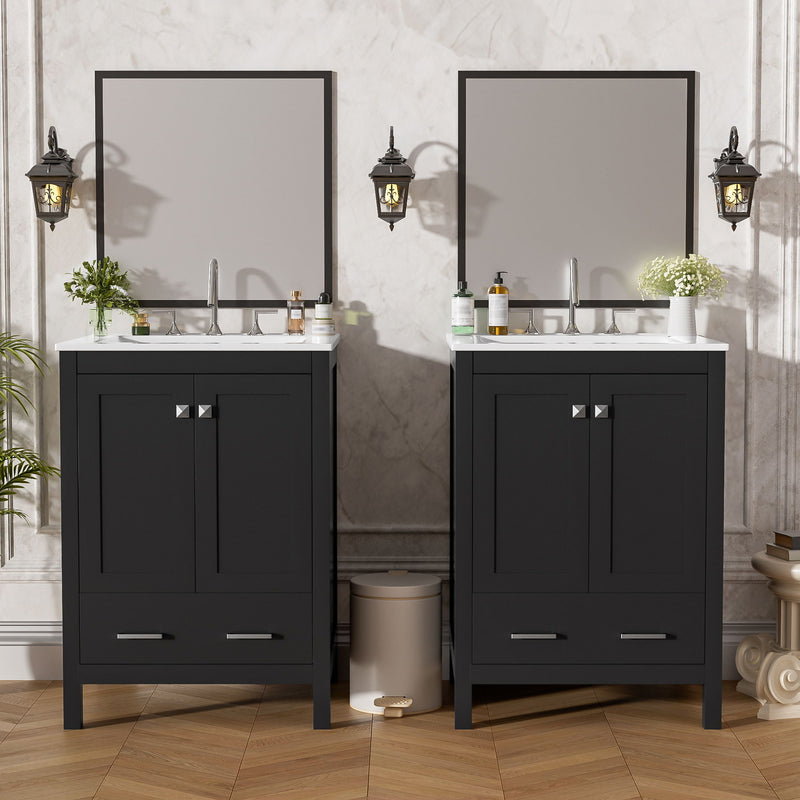 Bathroom Vanity With Integrated Undermount Ceramic Sink, 2 Doors And 1 Drawer, Soft Close Hinges
