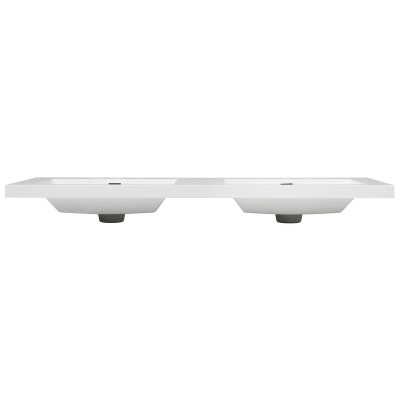 Vanity Top With Undermount Rectangular Double Sinks, Faucet Holes - White