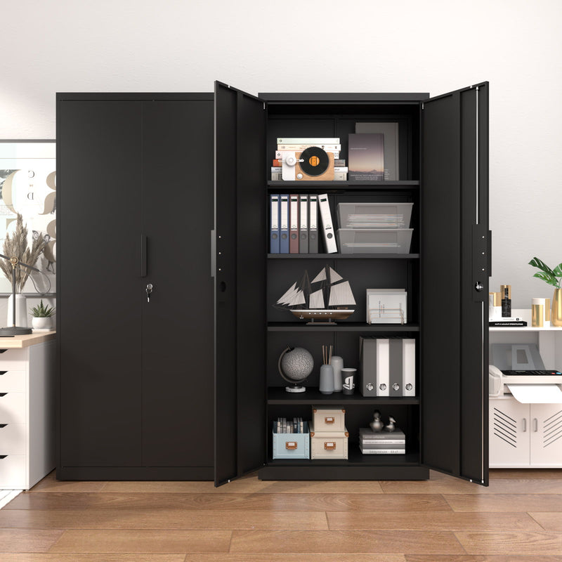 2 Door File Cabinet With Lock, 4 Adjustable Shelves, Heavy-Duty