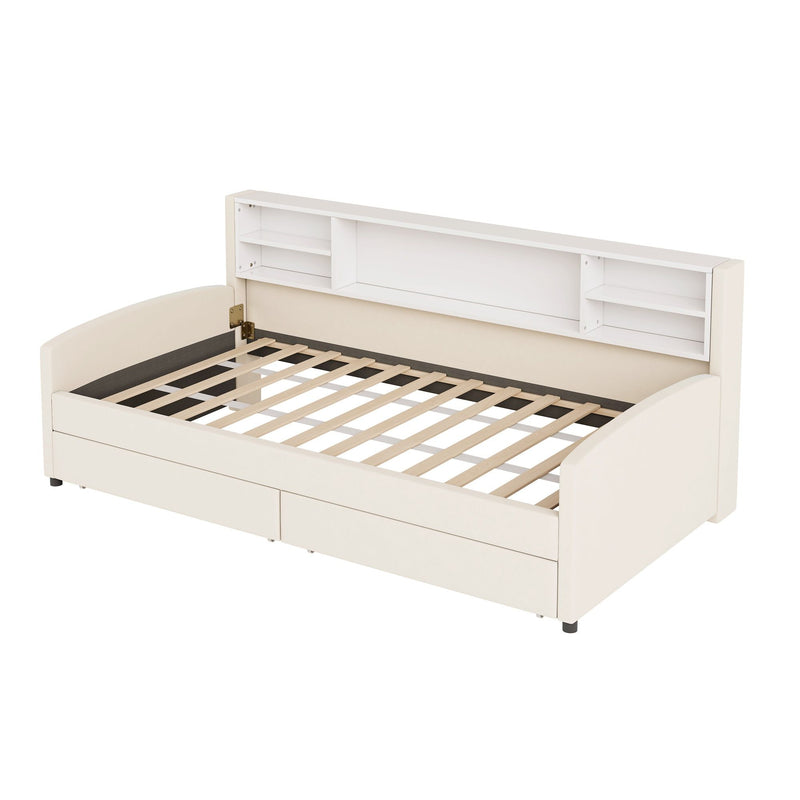 Luxurious Upholstered Platform Bed With Storage Drawers