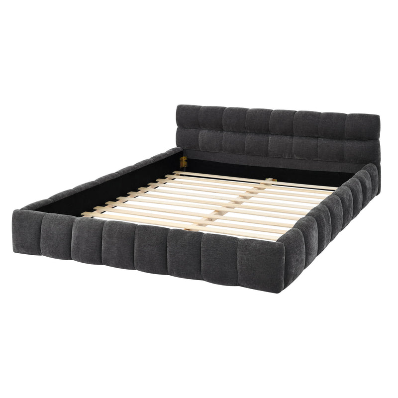 Modern Platform Bed Frame With Thick Fabric