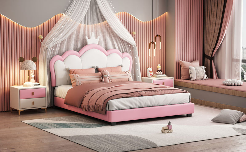 Upholstered Princess Platform Bed With Crown Headboard