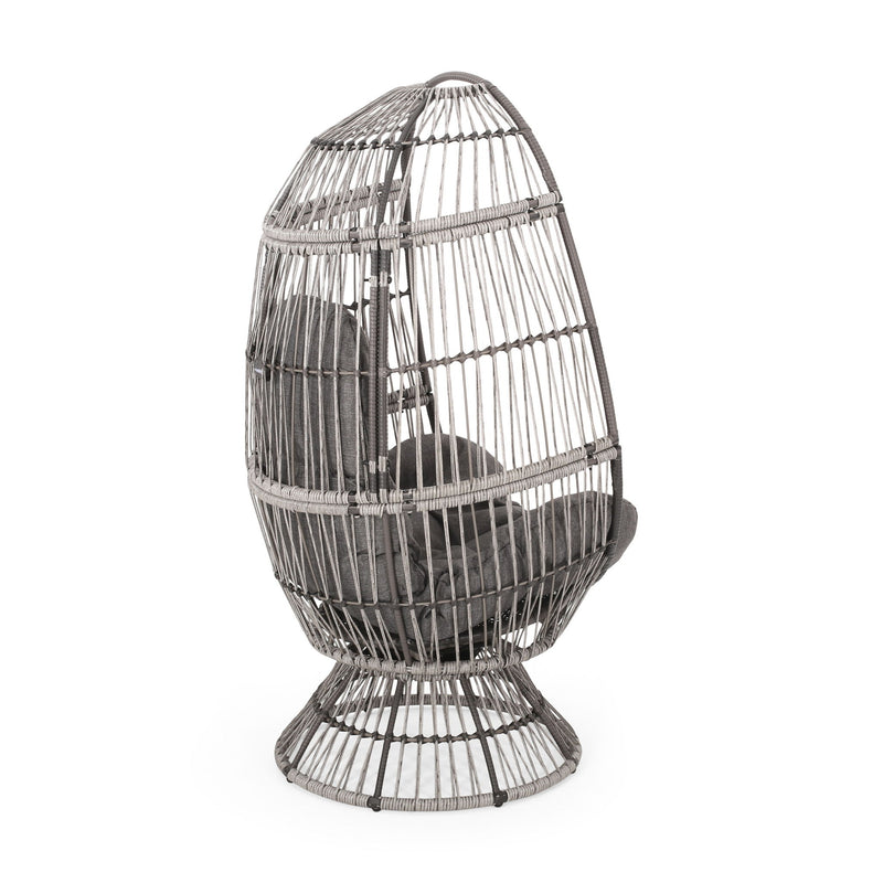 Patio Swivel Basket Egg Chair With Cushion
