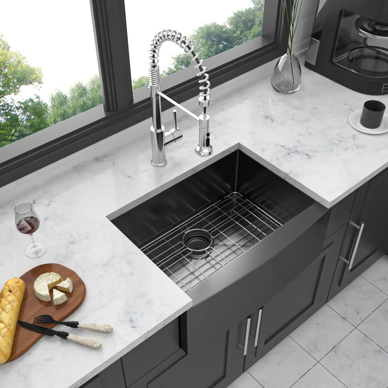 Farmhouse Kitchen Sink, Stainless Steel, Apron Front