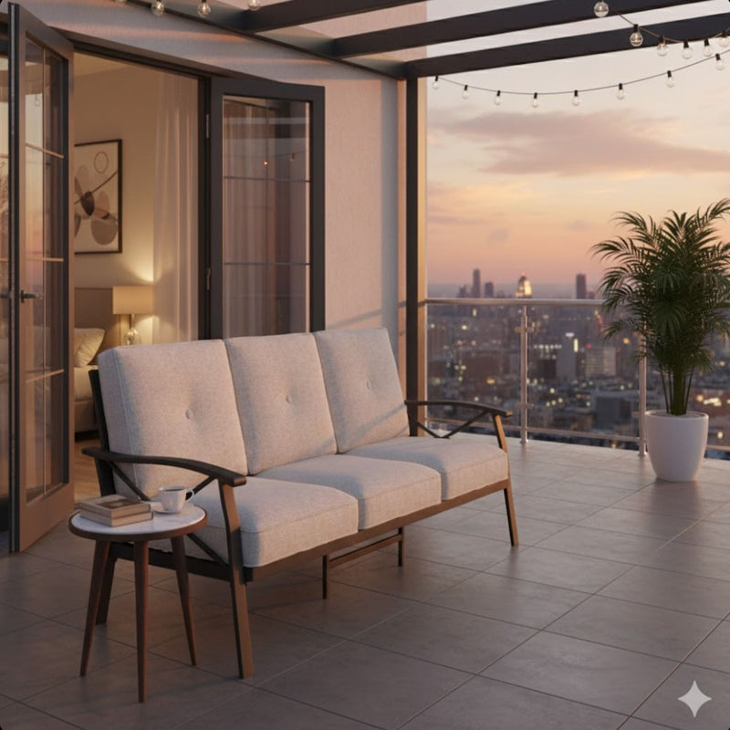 All-Weather 3 Seat Patio Sofa With Cushions