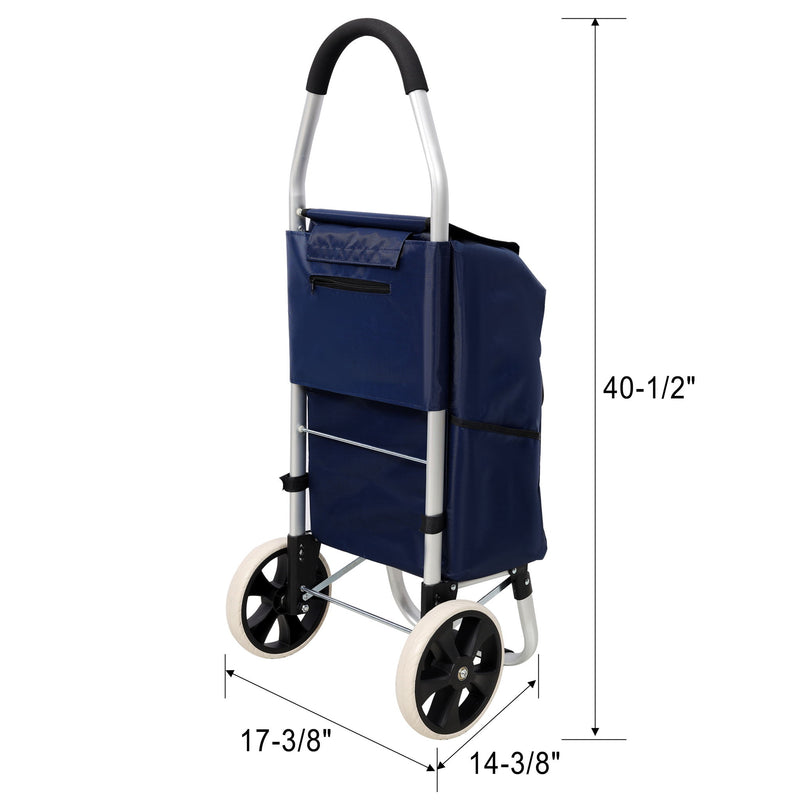 Foldable Shopping Trolley With Wheels And Waterproof Bag - Blue