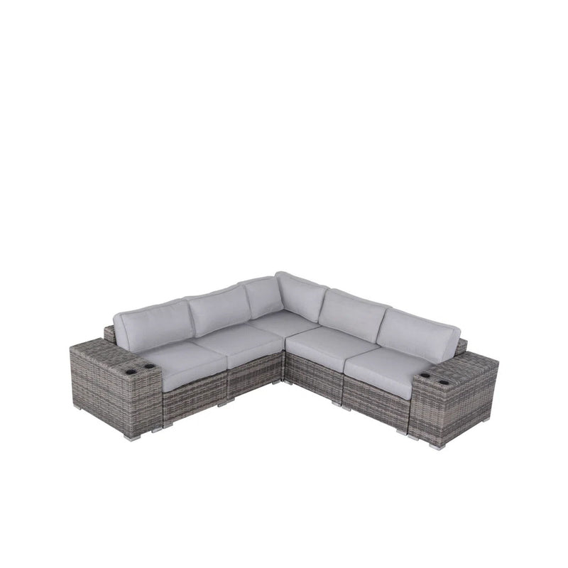 Modern Rattan Wicker Seating Group With Cushions