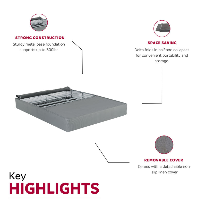 Foldable 9" Twin Size Metal Mattress Box Spring Foundation Bedroom Furniture Bed Base - Gray