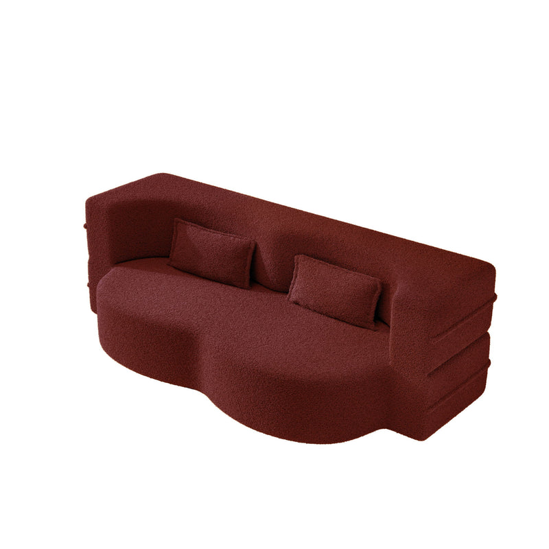 Modern Floor Sleeper Sofa Bed With 2 Pillows, Convertible Twin Size Folding Mattress For Living Room