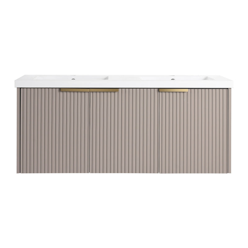 Contemporary Wall Mounted Bathroom Vanity With Resin Double Sink
