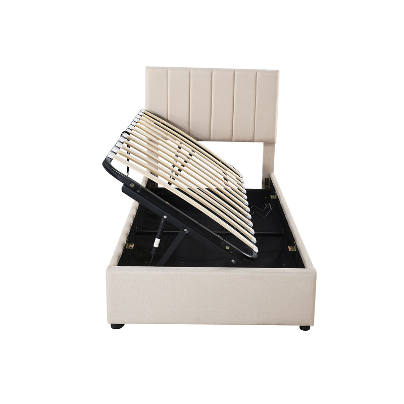 Upholstered Platform Bed With A Hydraulic Storage System