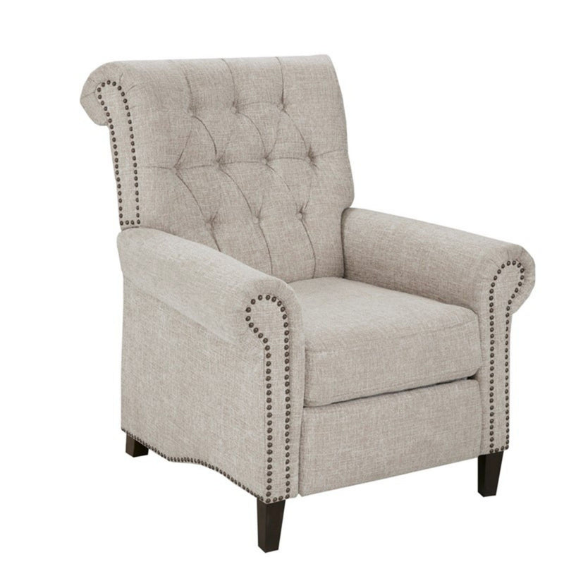 Aidan - Push Back Recliner Chair With Tufted Back And Nailhead Trim - Cream