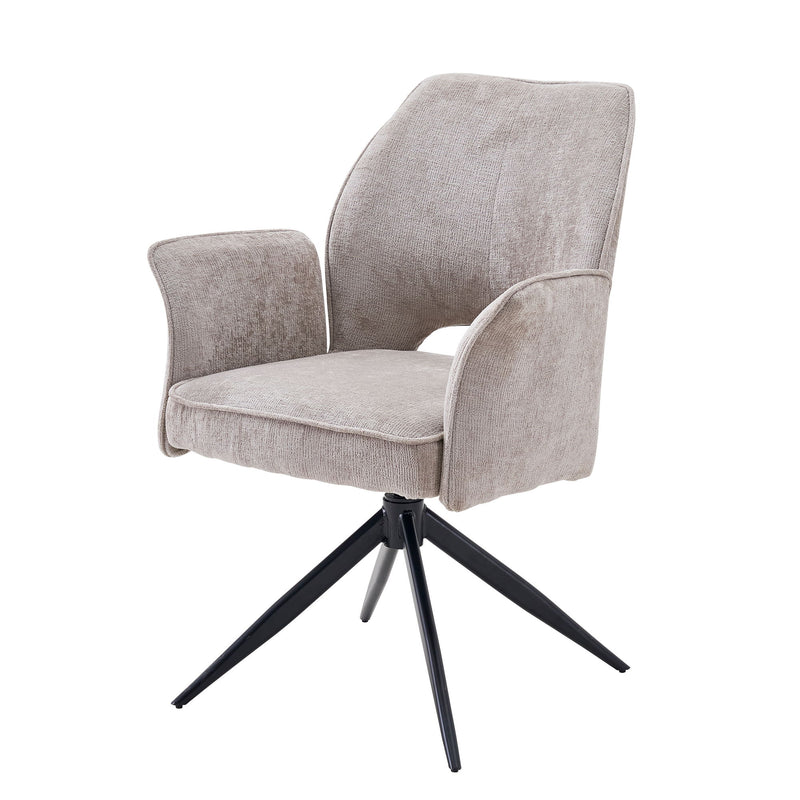 Dining Chair With Soft Cushion And 360° Rotation, Comfortable Armrest For Kitchen (Set of 2) - Gray