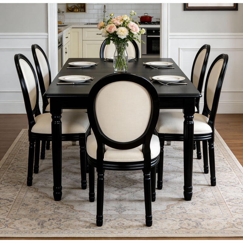 Dining Chairs Upholstered With Sponge Round Back (Set of 2) - Black