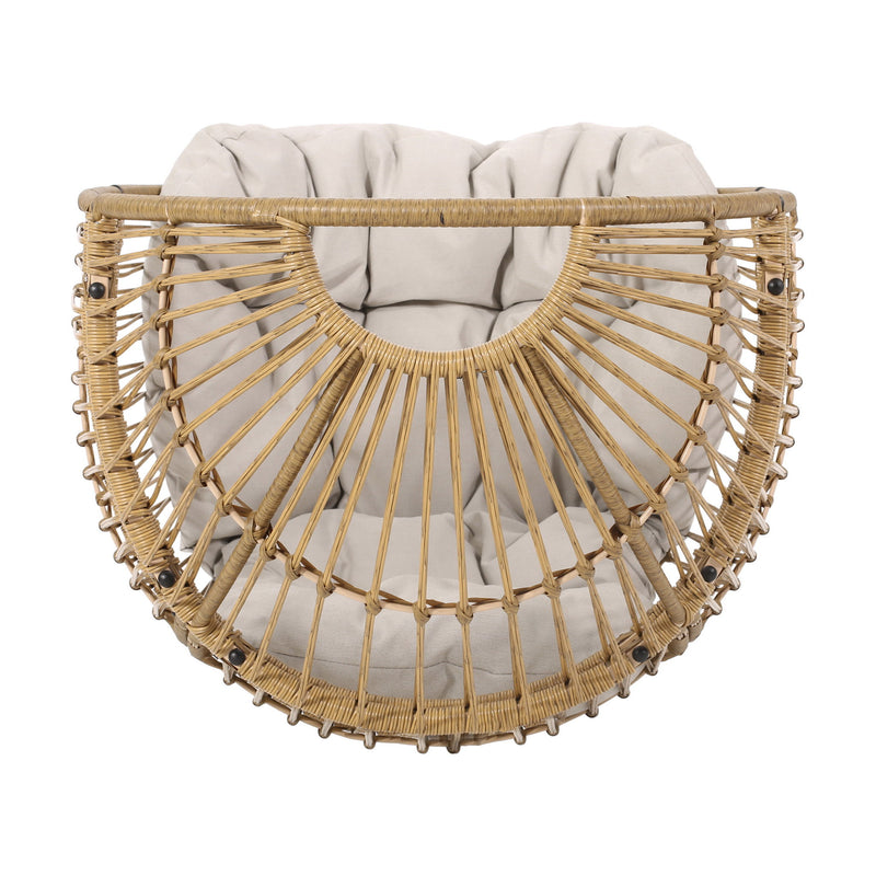 Patio Swivel Basket Egg Chair With Cushion