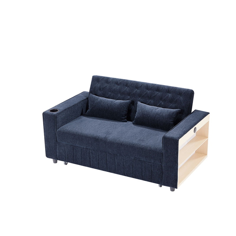 Pull-Out Sofa Bed Convertible Couch With Adjustable Backrest For Living Room