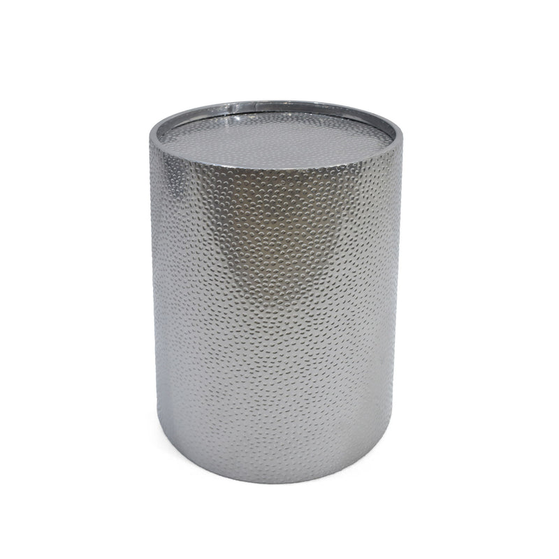 Modern Round Accent Table With Hammered Surface