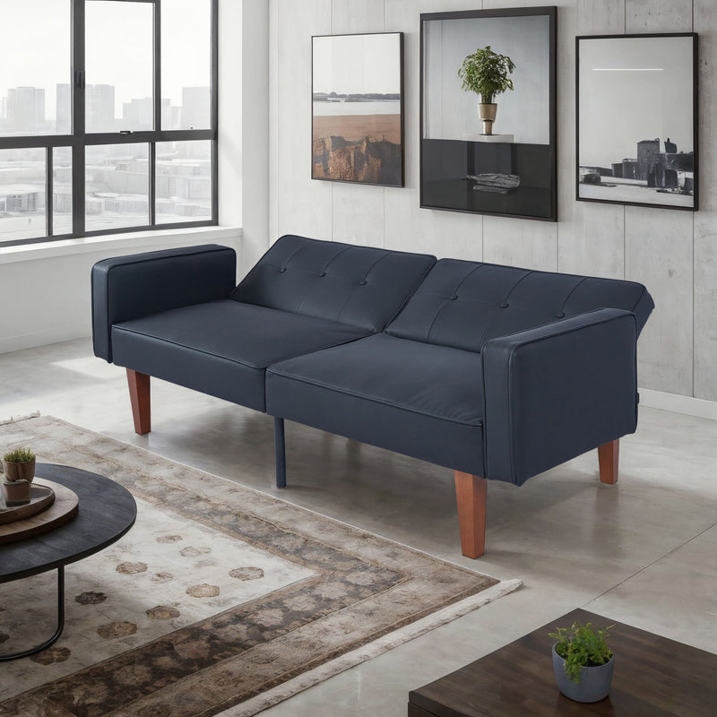Convertible Futon Sofa Bed With Adjustable Split Back, Twin Size Sleeper Couch - Black