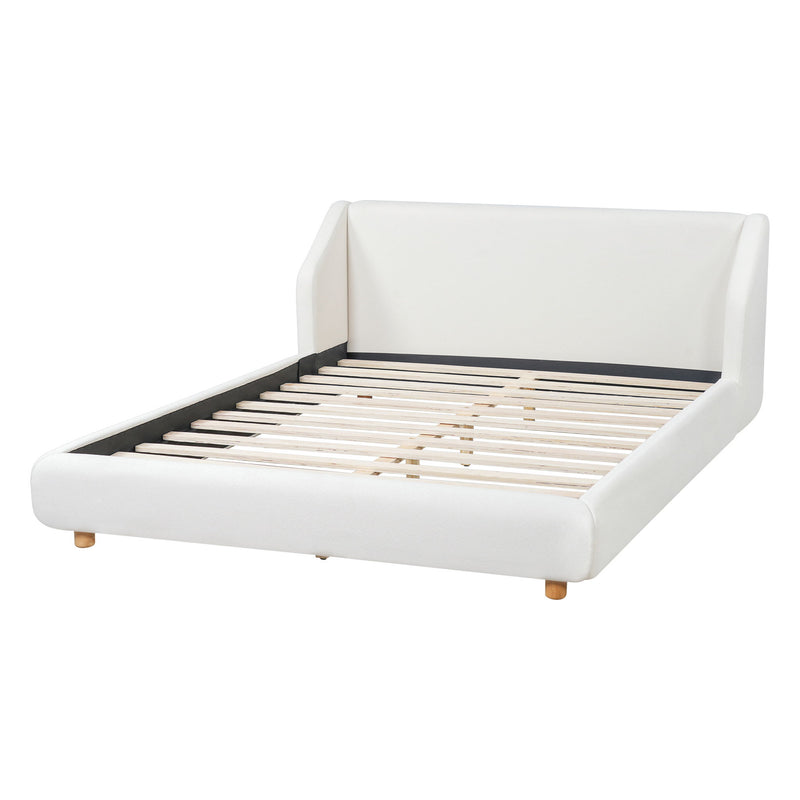 Modern Upholstered Bed Frame With Wingback Headboard