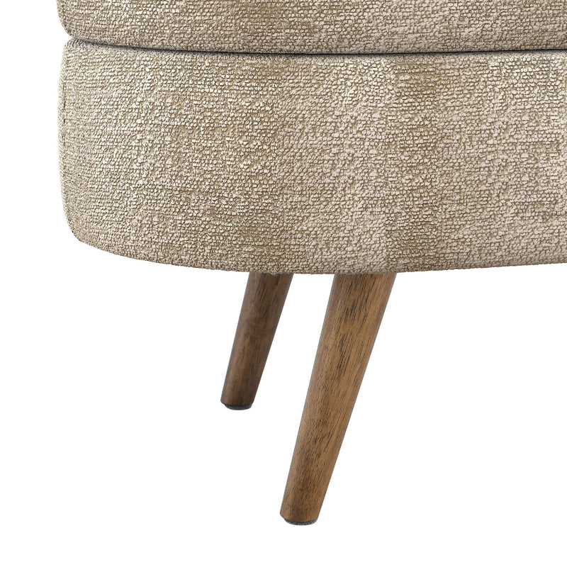 Modern Ottoman Oval Storage Bench With Rubber Wood Legs