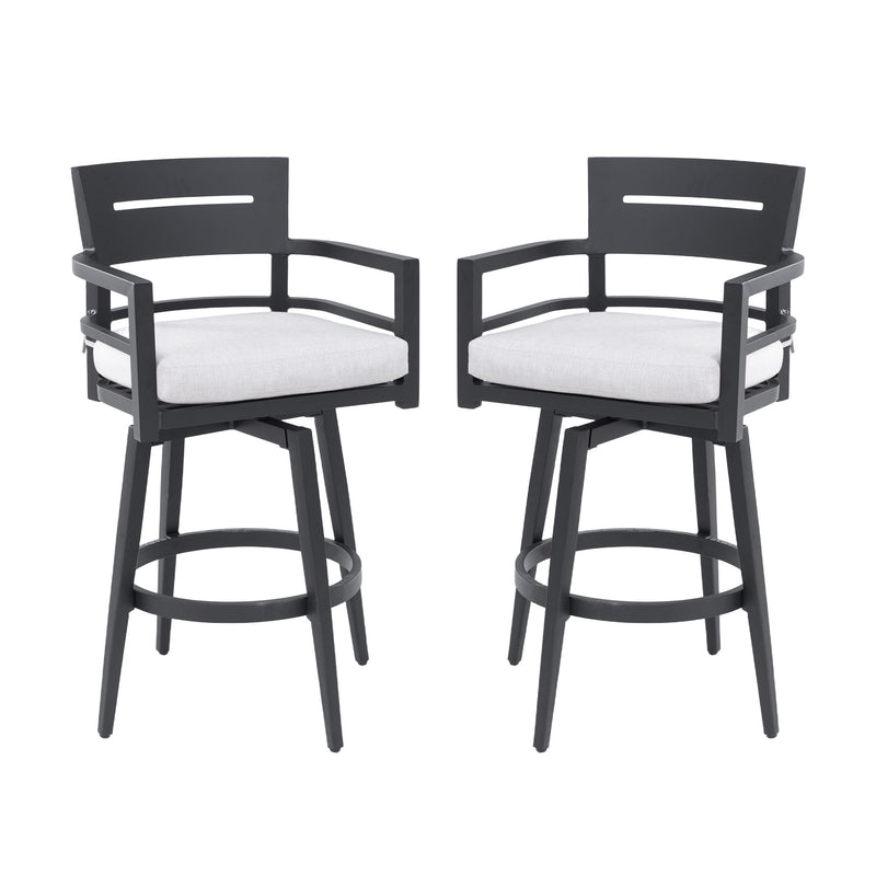 Outdoor Swivel Bar Chairs, 360 Degree Rotation, Ergonomic Backrest (Set of 2)
