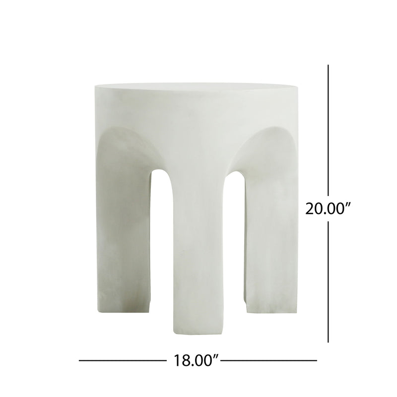 Outdoor Round Top Side Table / End Table, Living Room Accent Table - Antique White