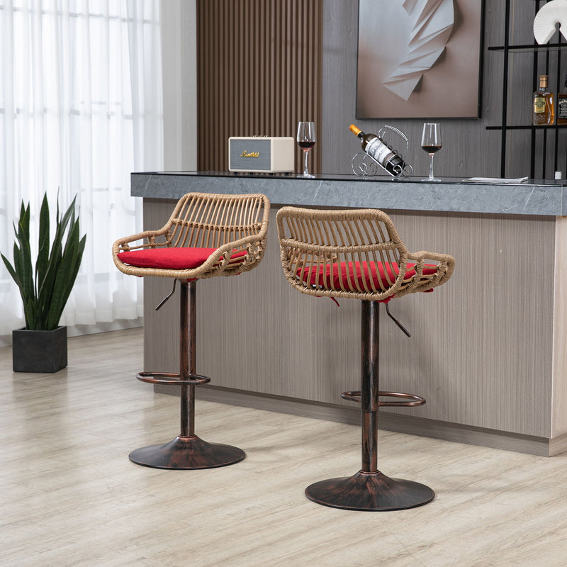 Modern Swivel Bar Stools Adjustable Counter Chairs With Footrest (Set of 2)
