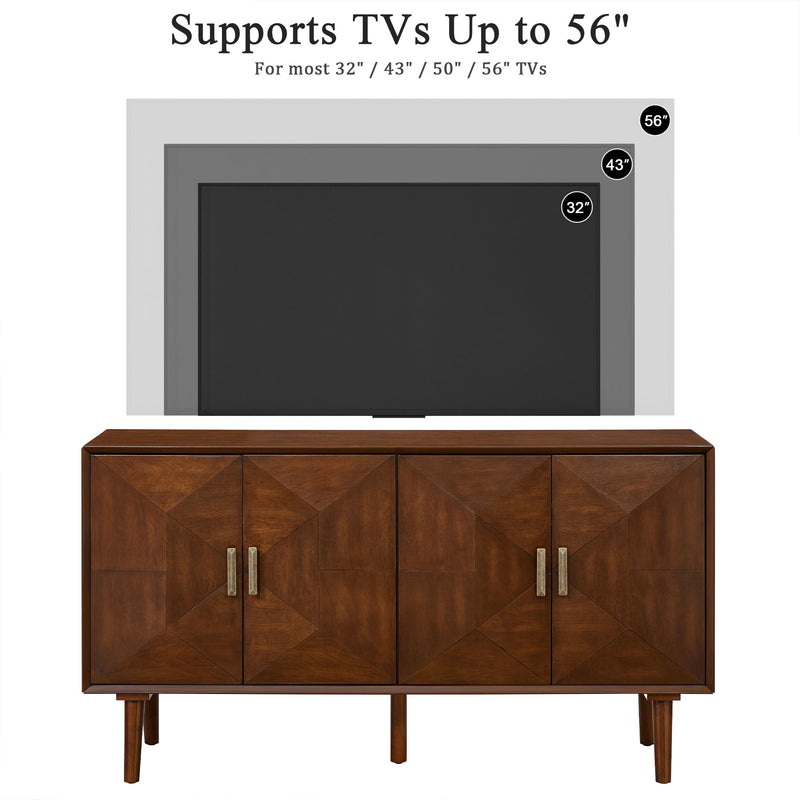 Sideboard Buffet Cabinet, Storage Credenza For Living Room - Walnut