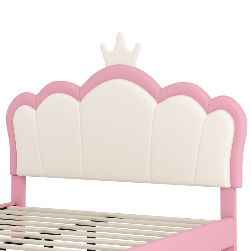 Upholstered Princess Platform Bed With Crown Headboard