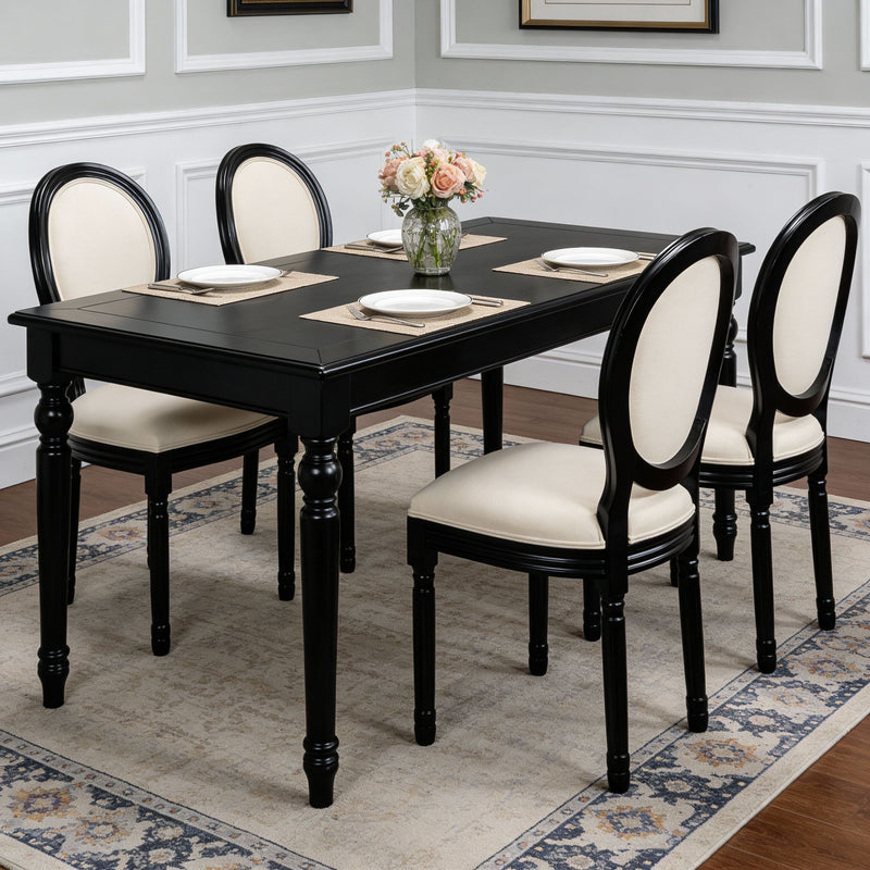 Dining Chairs Upholstered With Sponge Round Back (Set of 2) - Black