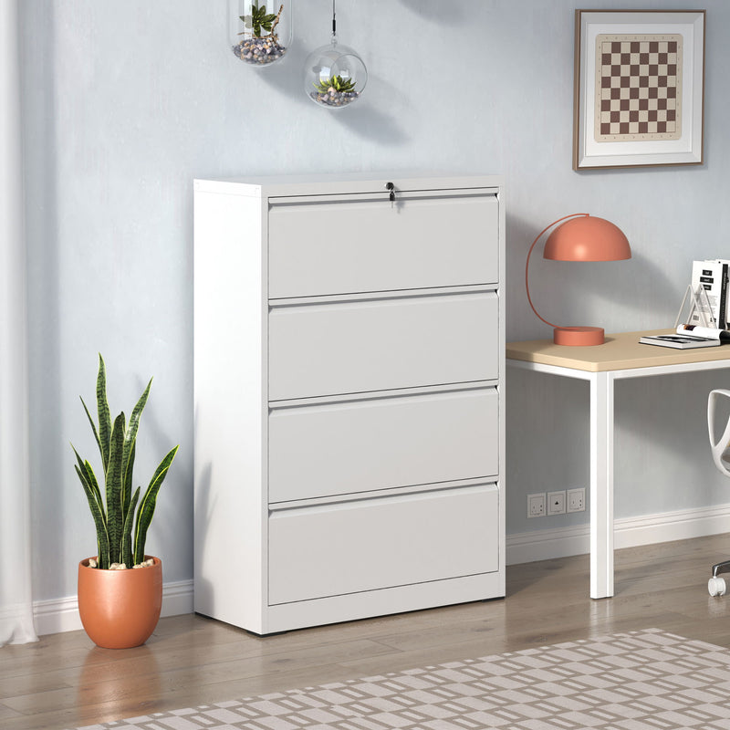 Lateral File Cabinet, Locking Heavy Duty, Anti-Tip Safety Interlock, Vertical Storage For Letter/Legal/A4 Files