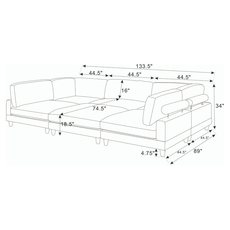 Modern Modular Sectional With Adjustable Back Support