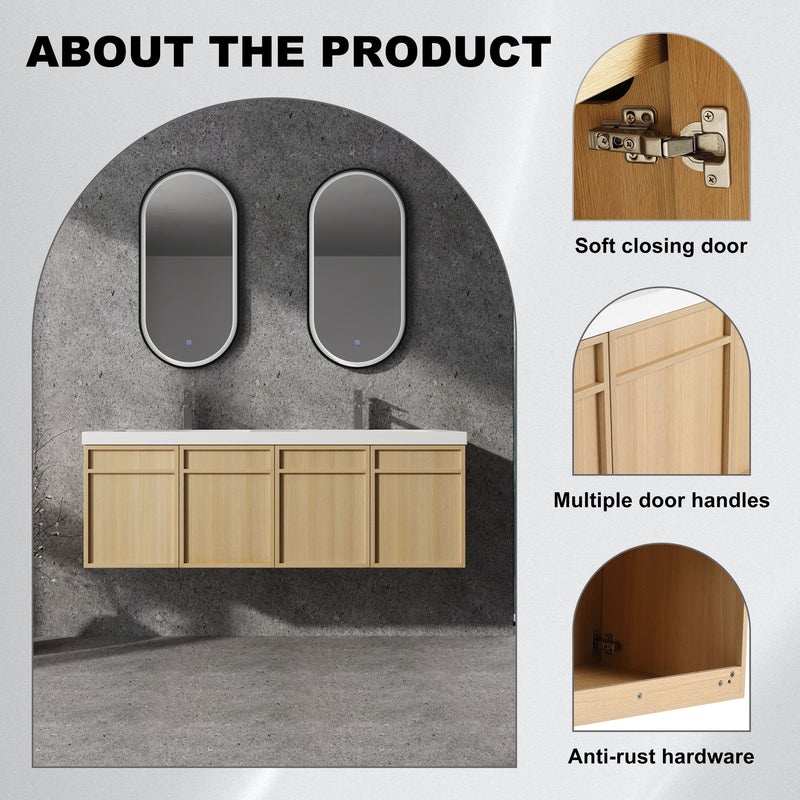Wall-Mounted Bathroom Vanity With Resin Sink And Soft Closing Doors