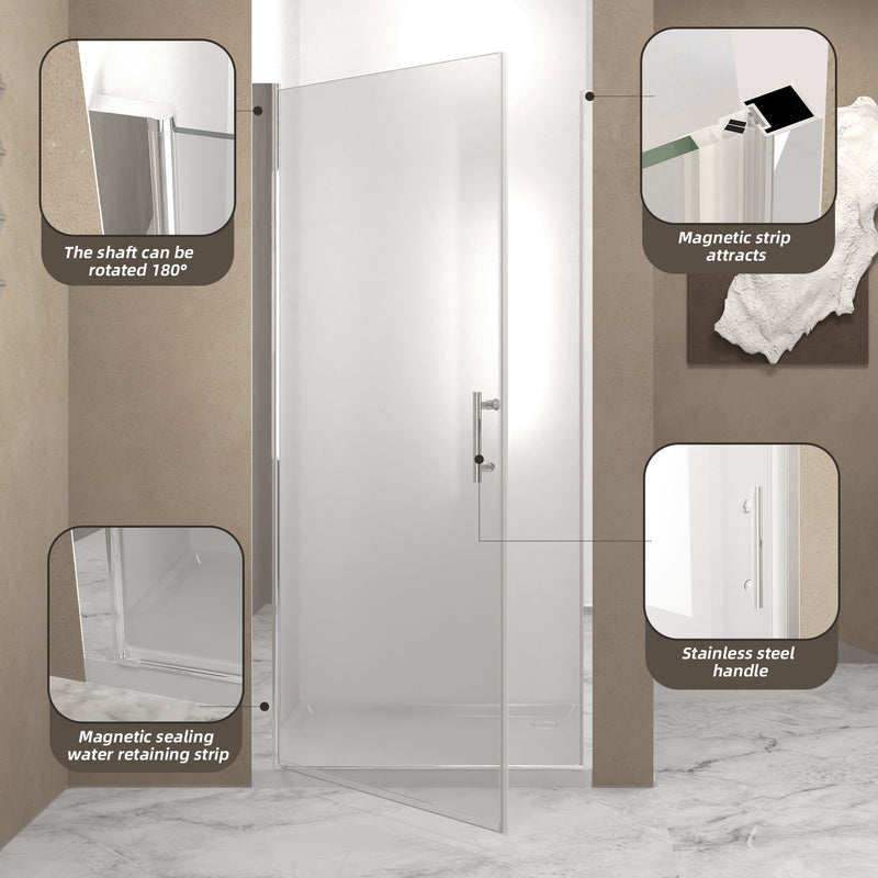 Shower Door & Tempered Glass With Safety Film - Brushed Nickel