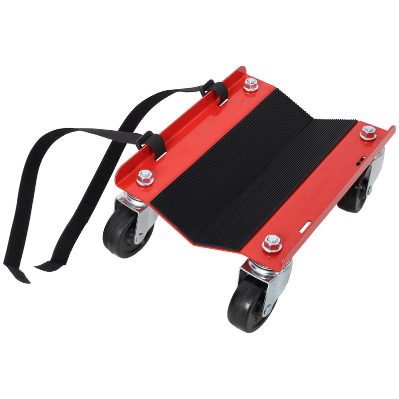 Heavy Duty Snowmobile Dolly V Slide With 2.5" Swivel Casters, Rubber Pad, 1500Lbs Capacity Steel - Red