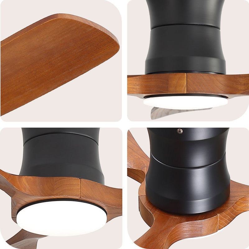 48" Ceiling Fan With Light, Dimmable LED With Memory, Quiet DC Motor - Matte Black