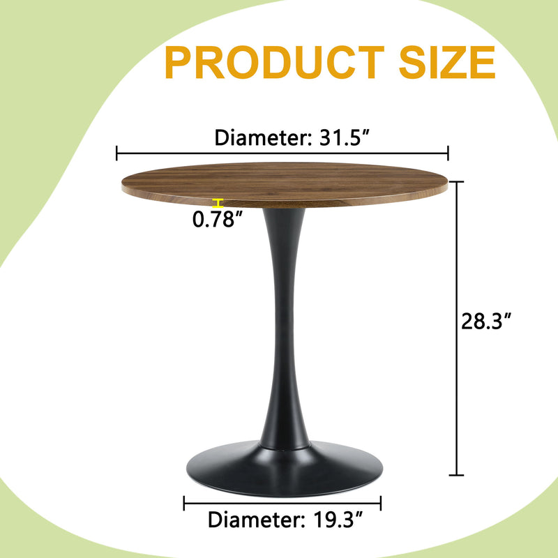 Round Dining Table For Kitchen - Black / Walnut