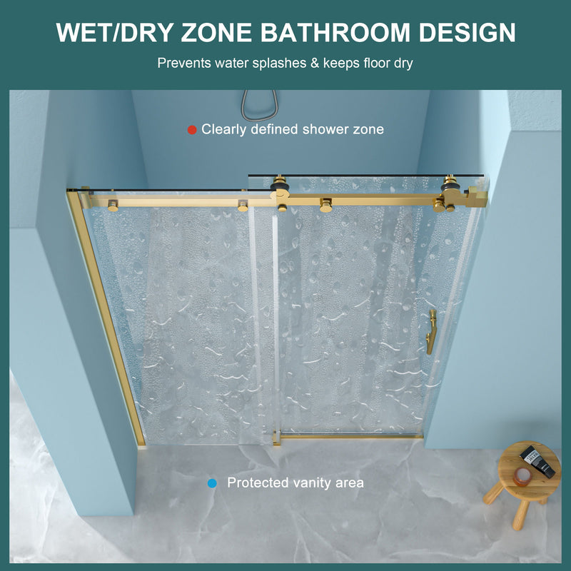 Modern Single Slide Shower Door, Tempered Glass, Stainless Steel Frame