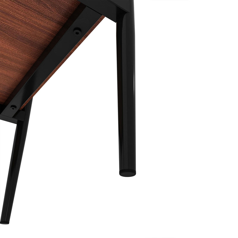 Modern Rectangle End Table (Set of 2) With Tempered Glass Tabletop And Layer - Brown