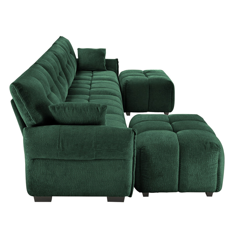 Sofa Set With Ottoman And Pillows, Textured, High Resilience Cushions