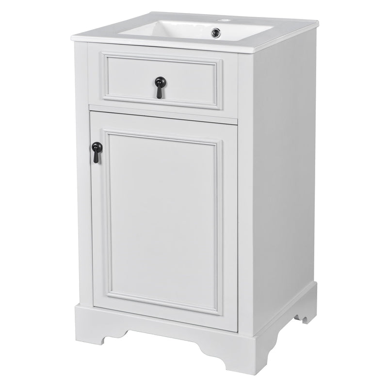 Elegant Bathroom Vanity With Ceramic Sink, Soft Close Door, Adjustable Shelf