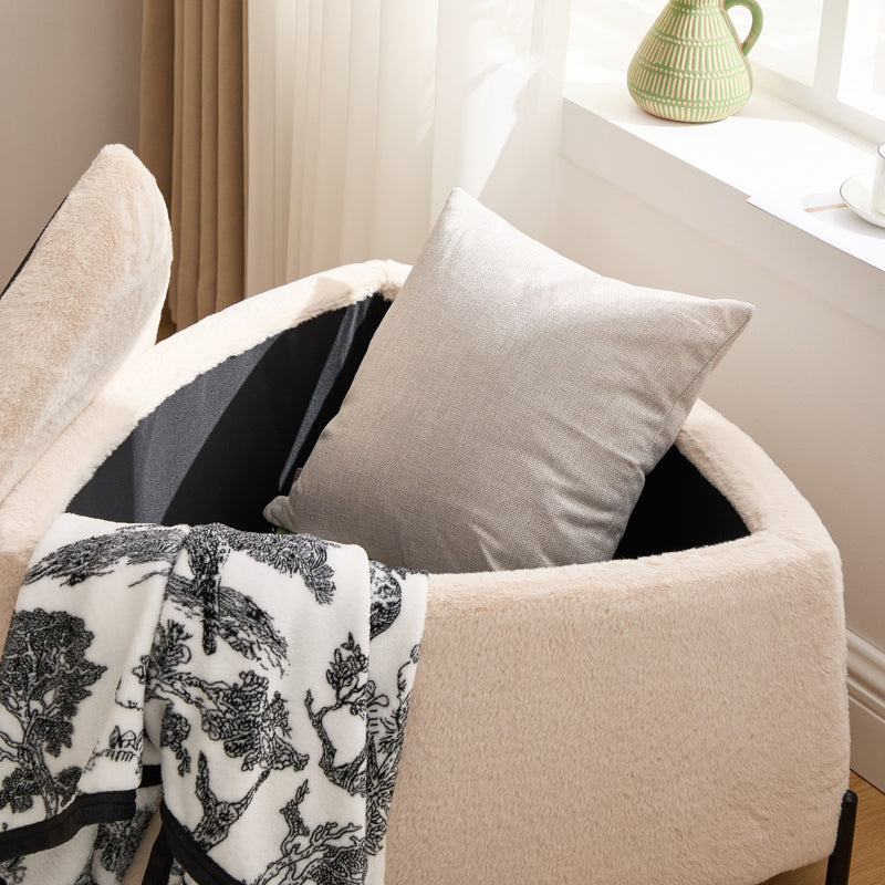 Upholstered Storage Ottoman Set With Reversible Lid