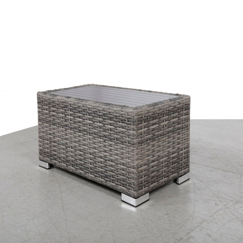 Chesterville - Slatted Side Table With Aluminum Top - Gray