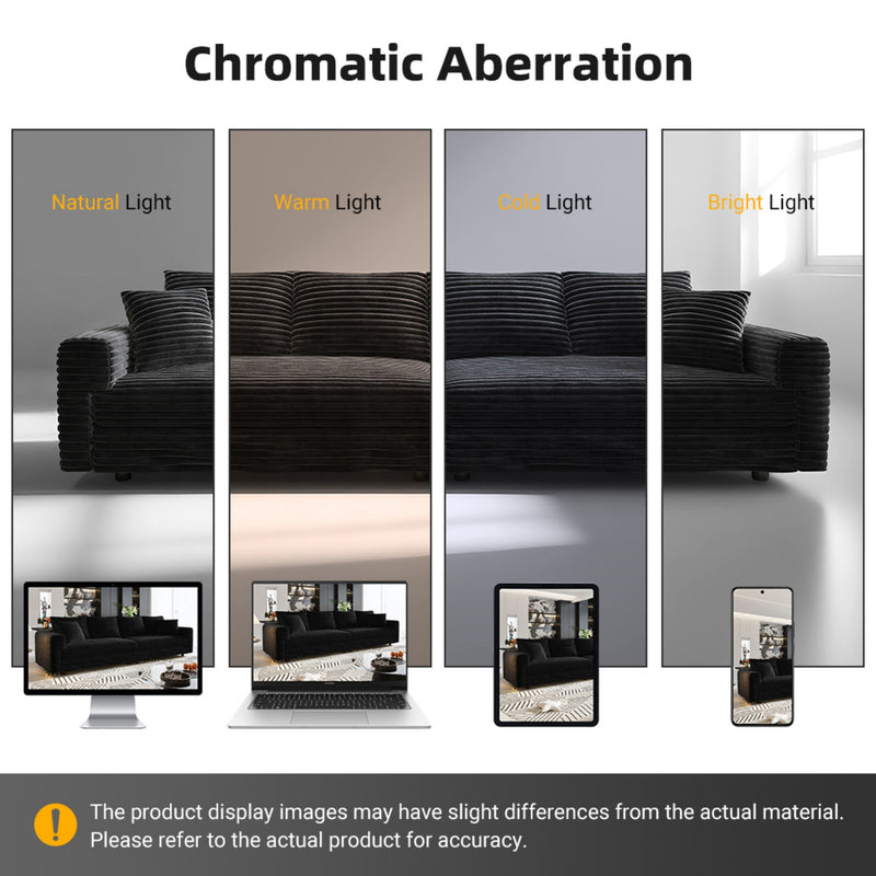 Convertible Deep Seat Sofa With Soft Pillows And Ottomans