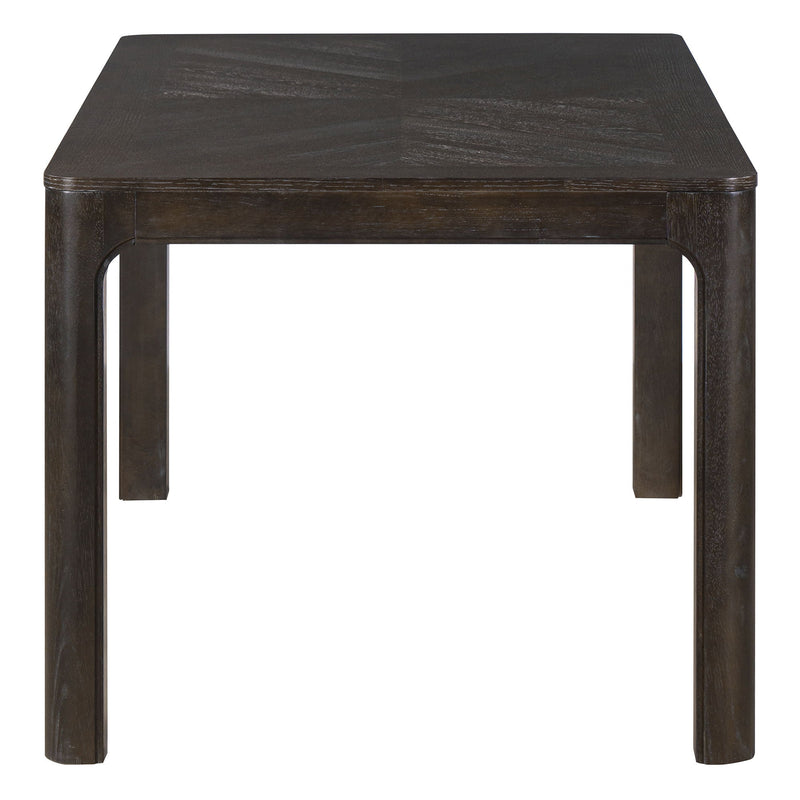 Rectangular Dining Table With Parquet Top, Rounded Corners