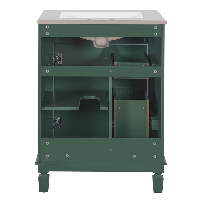 Bathroom Vanity With Sink, Compact Cabinet & 2 Drawers And Adjustable Shelf